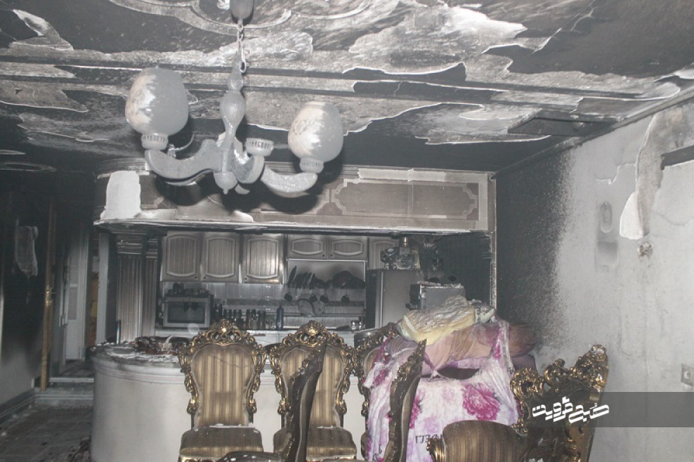 آتش سوزي منزل مسکوني در قزوين+تصاویر